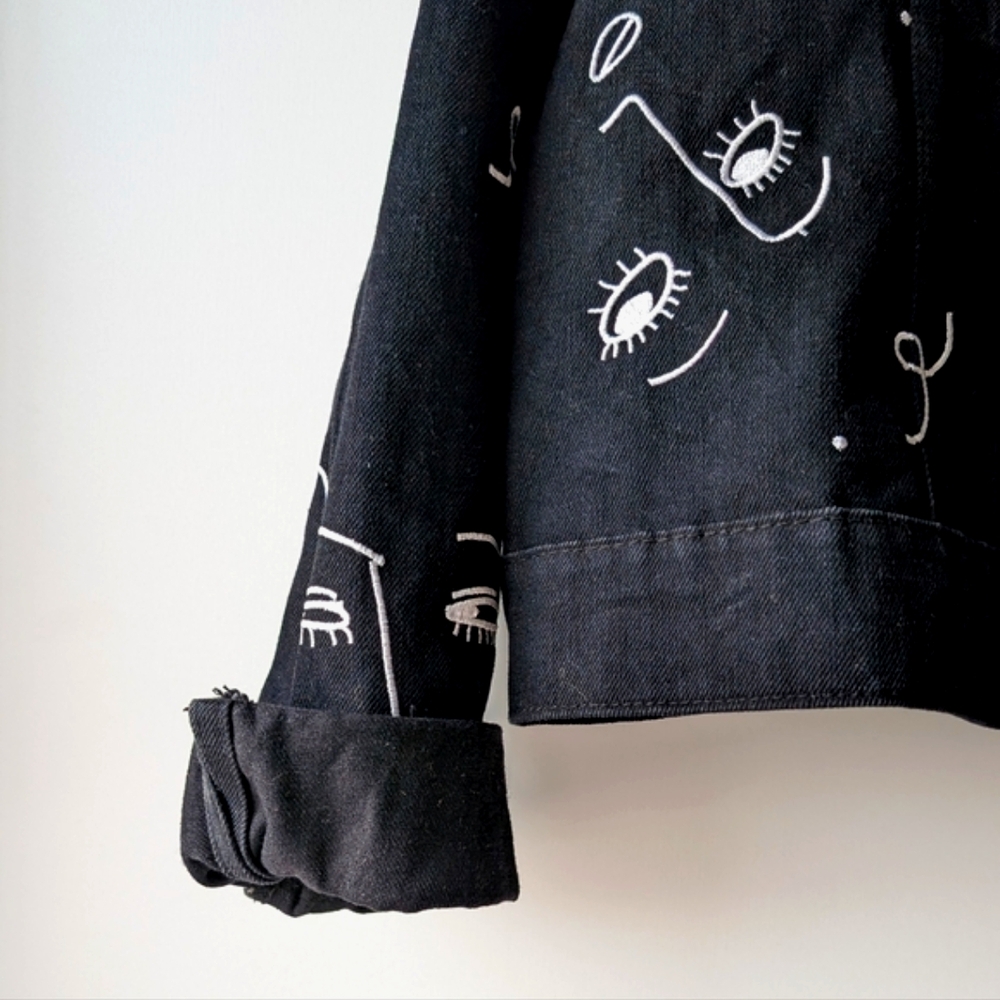 Black Patterned Women's Jacket - Picture 2 of 5